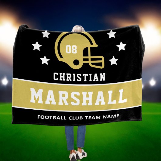 Name des personalisierten Black and Gold Football  Fleecedecke