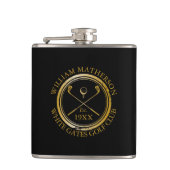 Name des personalisierten Black and Gold Golf Club Flachmann (Vorderseite)