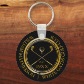Name des personalisierten Black and Gold Golf Club Schlüsselanhänger (Vorderseite)