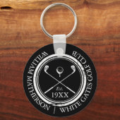 Name des personalisierten Black and White Golf Clu Schlüsselanhänger (Vorderseite)