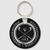 Name des personalisierten Black and White Golf Clu Schlüsselanhänger (Rückseite)