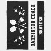Name des personalisierten Black Badminton Coach Fleecedecke (Vorderseite)