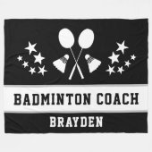 Name des personalisierten Black Badminton Coach Fleecedecke (Vorderseite (Horizontal))