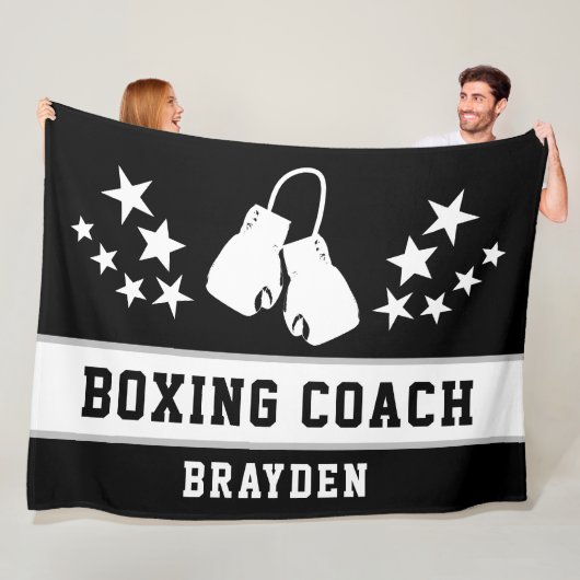Name des personalisierten Black Boxing Coaches Fleecedecke (Beispiel)