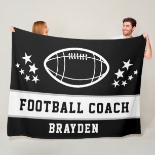 Name des personalisierten Black Football Coaches Fleecedecke