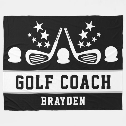 Name des personalisierten Black Golf Coaches Fleecedecke (Vorderseite (Horizontal))