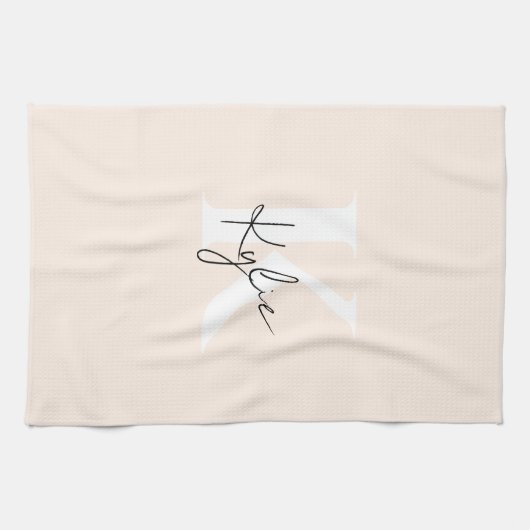 Name des Personalisierten blass pfirsichfarbenen M Geschirrtuch (Horizontal)