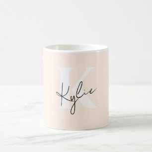Name des Personalisierten blass pfirsichfarbenen M Kaffeetasse