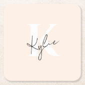 Name des Personalisierten blass pfirsichfarbenen M Rechteckiger Pappuntersetzer (Vorderseite)