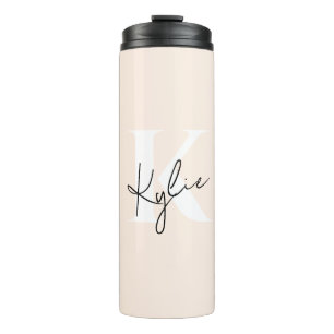 Name des Personalisierten blass pfirsichfarbenen M Thermosbecher