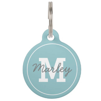 Name des personalisierten blauen Monogramms Haustiermarke