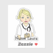 Name des personalisierten Blonde-Krankenpflegers o Aufkleber (Blatt)