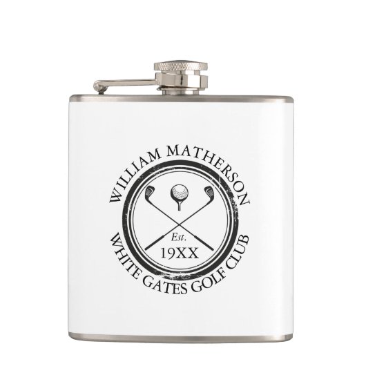 Name des personalisierten Classic Golf Clubs Flachmann (Vorderseite)