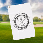 Name des personalisierten Classic Golf Clubs Golfhandtuch<br><div class="desc">Mit einem klassischen Crossing-Golfklub,  einem Golfball-Design und einer altertümlichen Briefmarke sind diese Handtücher ideal für alle Golfclubs und Golfklubmitglieder. Personalisieren Sie Ihren Aufenthalt mit dem Namen des Clubmitglieds,  dem Namen des Golfklubs und dem Jahr,  in dem der Golfclub gegründet wurde. Entwickelt von Thisisnotme©</div>