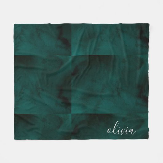 Name des personalisierten dunkelgrünen Aquarells Fleecedecke (Vorderseite (Horizontal))