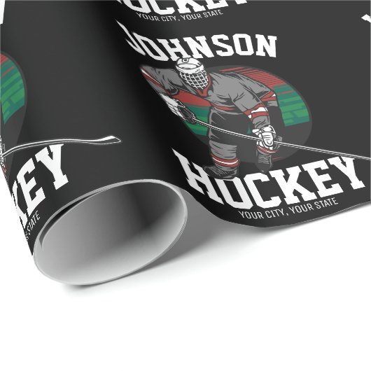 Name des personalisierten Eishockey-Spielerteams Geschenkpapier (Rolleneckpunkt)
