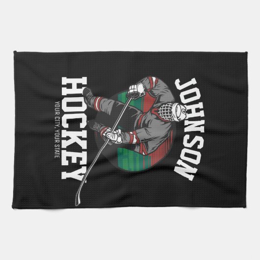 Name des personalisierten Eishockey-Spielerteams Geschirrtuch (Horizontal)