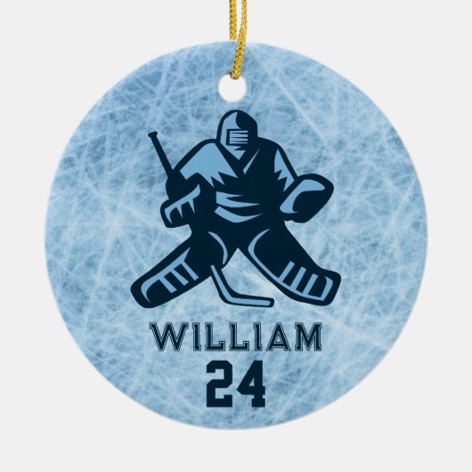 Name des personalisierten Eishockey-Spielerteams Keramik Ornament (Vorne)