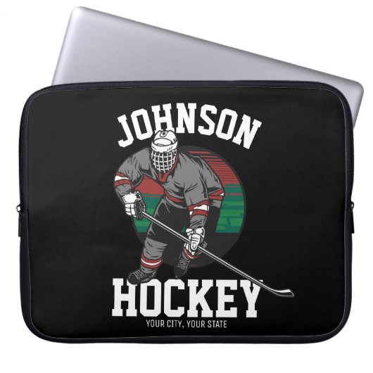 Name des personalisierten Eishockey-Spielerteams Laptopschutzhülle (Vorderseite)