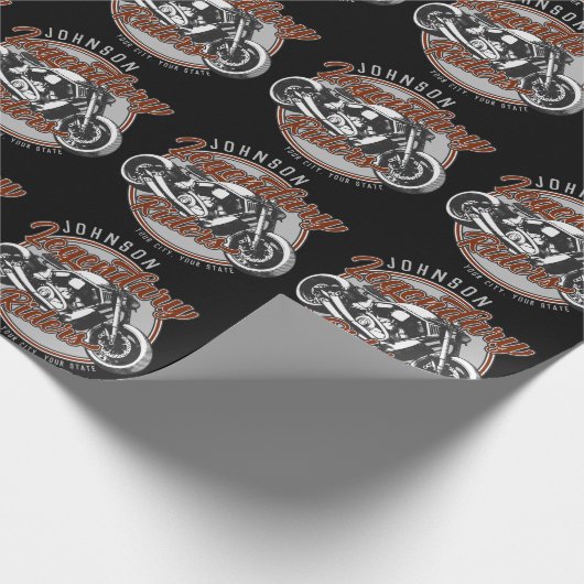 Name des personalisierten Fahrrads Geschenkpapier (Ecke)