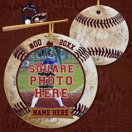 NAME DES personalisierten FOTOS Baseball-Ornamente Keramikornament
