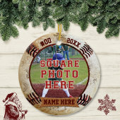 NAME DES personalisierten FOTOS Baseball-Ornamente Keramikornament