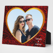 Name des personalisierten Fotos Gold Heart Rot Abs Fotoplatte (Seite)