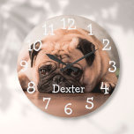 Name des personalisierten Fotos Große Wanduhr<br><div class="desc">Ein lustiges Design,  das Sie mit dem Namen und dem Foto Ihres Tieres personalisieren können,  um ein einzigartiges Geschenk zu schaffen. Entwickelt von Thisisnotme©</div>