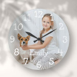 Name des personalisierten Fotos Große Wanduhr<br><div class="desc">Ideal für Kinderzimmer,  Schlafzimmer oder jedes Zimmer in Ihrer Zuhause. Ein lustiges Design,  das Sie mit einem geliebten Namen und Foto personalisieren können,  um ein einzigartiges Geschenk zu schaffen. Entwickelt von Thisisnotme©</div>