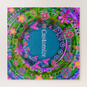 Name des personalisierten Fun Floral Herzens Puzzle (Horizontal)