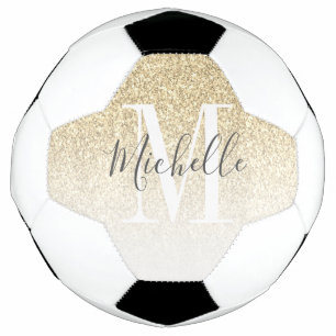 Name des personalisierten Girl-Gold-Glitzer-Monogr Fußball