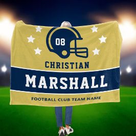 Name des personalisierten Gold- und Navy-Football- Fleecedecke