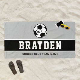 Name des personalisierten Grauen und Schwarzen Fuß Strandtuch