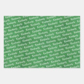 Name des personalisierten grünen Glitzer Geschenkpapier Set (Vorderseite 3)