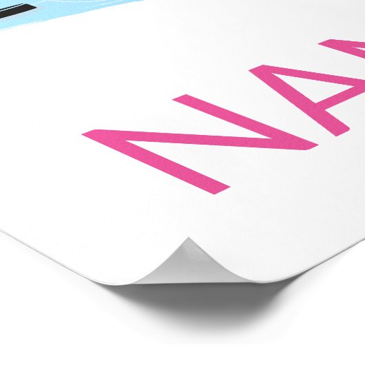 Name des personalisierten Hockey Girl-Cartoon Poster (Ecke)