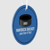 Name des personalisierten Hockey-Puck-Mannschaftsn Ornament (Vorderseite)