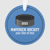 Name des personalisierten Hockey-Puck-Mannschaftsn Ornament (Vorderseite)