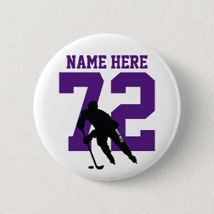 Name des personalisierten Hockey-Spielers Lila Button