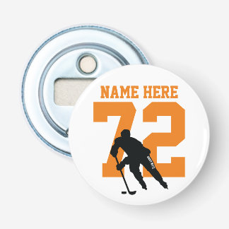 Name des personalisierten Hockey-Spielers Orange Flaschenöffner