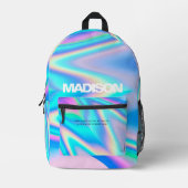 Name des personalisierten Holographischen Regenbog Bedruckter Rucksack (Vorderseite)