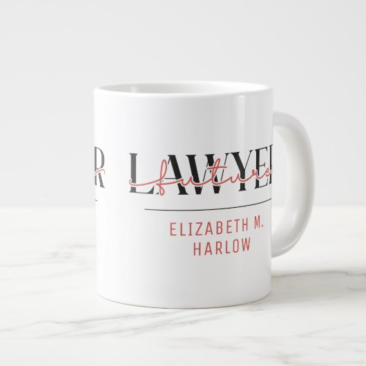 Name des personalisierten künftigen Rechtsanwalts Jumbo-Tasse (Vorderseite Rechts)