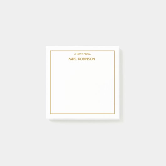 Name des personalisierten Lehrers Berufliches Gold Post-it Klebezettel (Vorderseite)