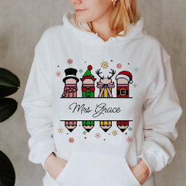 Name des personalisierten Lehrers Bleistift, Weihn Hoodie