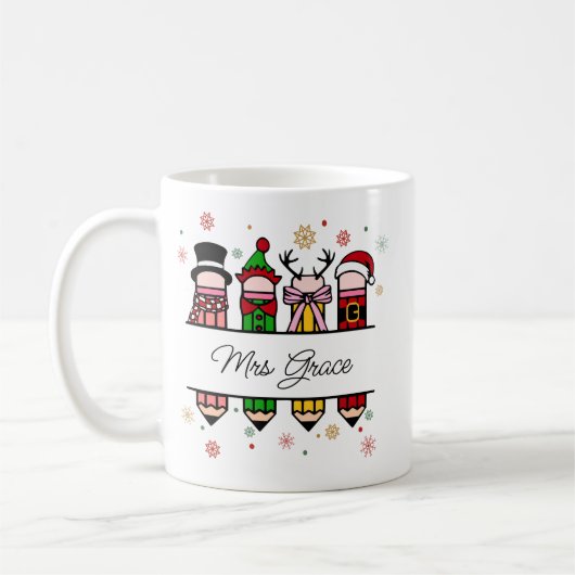 Name des personalisierten Lehrers Bleistift, Weihn Kaffeetasse (Links)