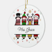 Name des personalisierten Lehrers Bleistift, Weihn Keramik Ornament (Links)