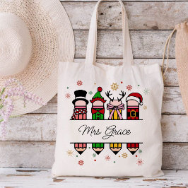 Name des personalisierten Lehrers Bleistift, Weihn Tragetasche