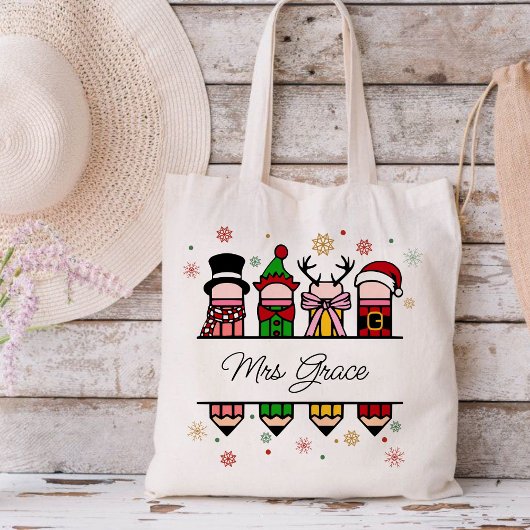 Name des personalisierten Lehrers Bleistift, Weihn Tragetasche