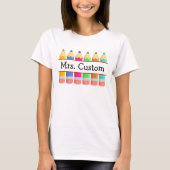 Name des personalisierten Lehrers mit Crayons T-Shirt (Vorderseite)