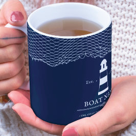 Name des Personalisierten Leuchtturms Navy Blue Tasse
