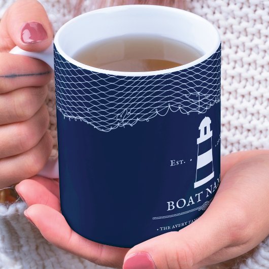Name des Personalisierten Leuchtturms Navy Blue Tasse